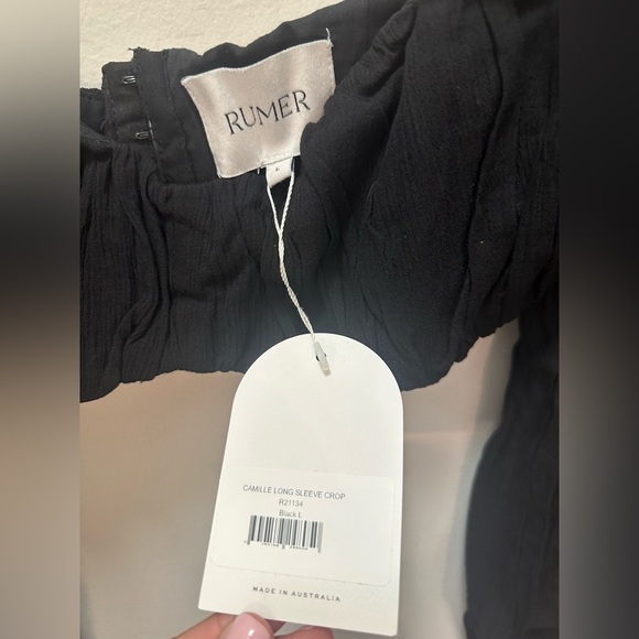 NWT! Revolve x RUMER Camille Crop Top Black Size Large $199 - Picture 2 of 3